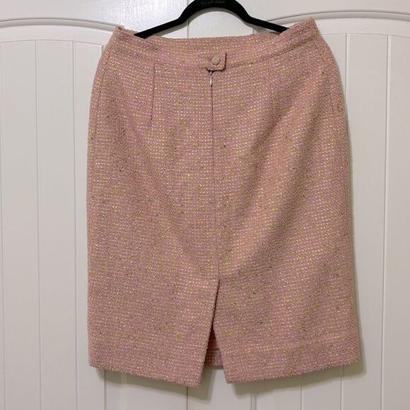 Vintage Paule Vasseur pink tweed wool pencil skirt, size 12 - Picture 2 of 7